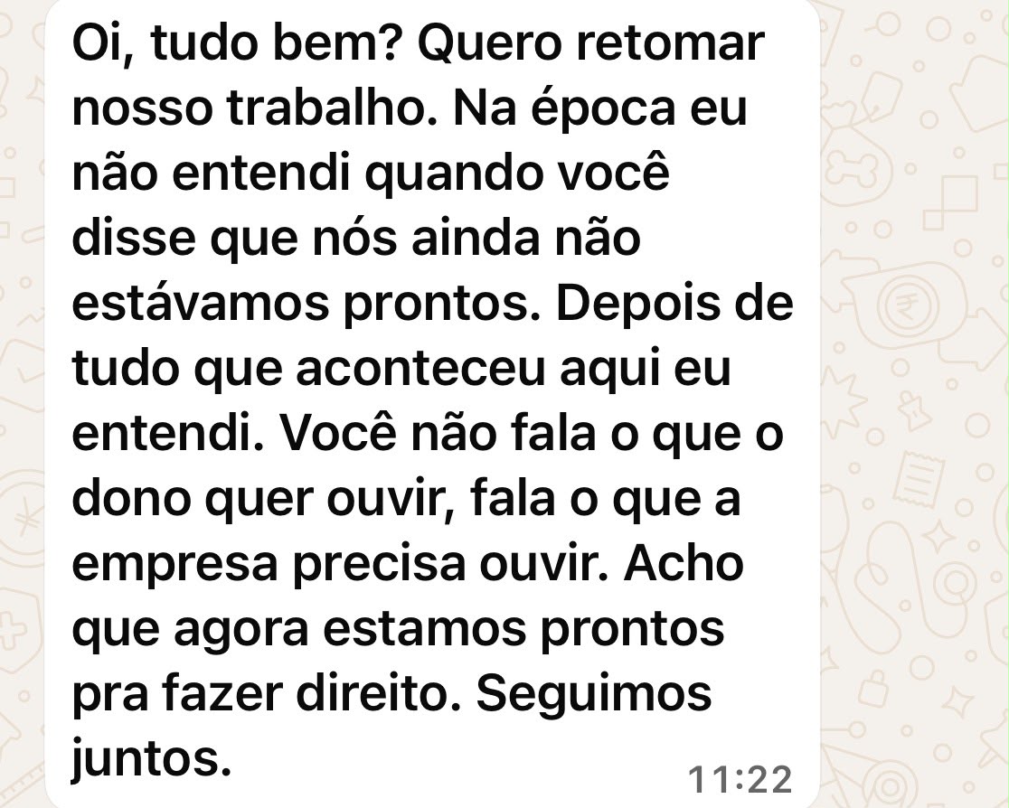 Depoimento real recebido por WhatsApp (1 de 14)