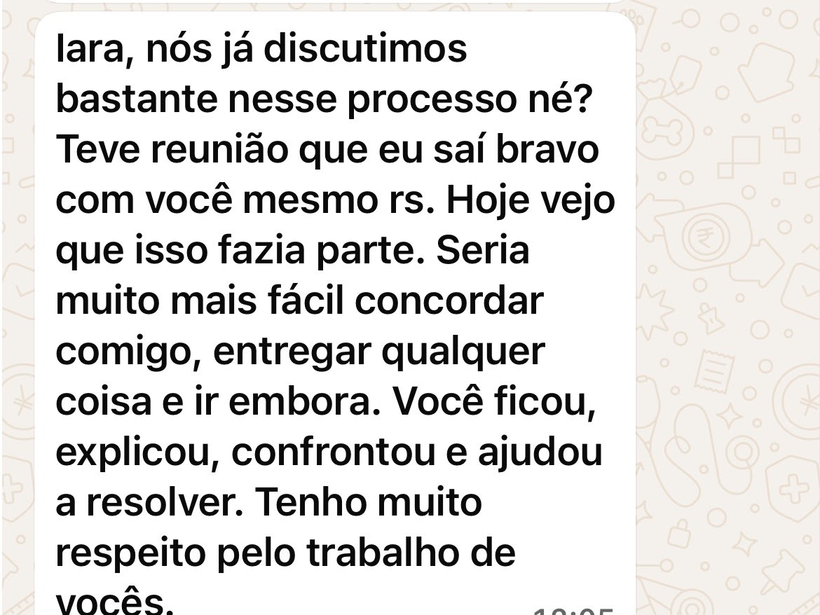 Depoimento real recebido por WhatsApp (6 de 14)