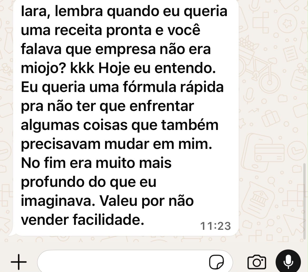 Depoimento real recebido por WhatsApp (9 de 14)